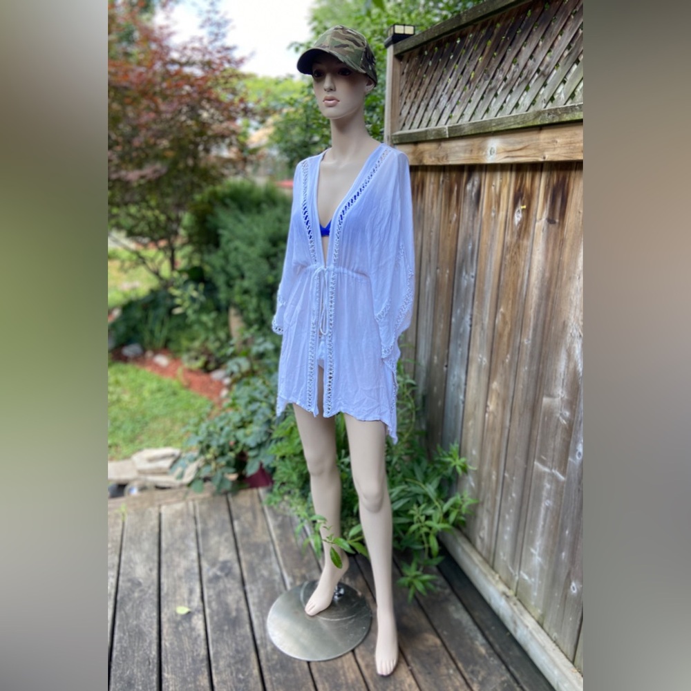 SEA WITCH Boho embroidered Eyelet Tunic Kimono/Poncho/Cover Up